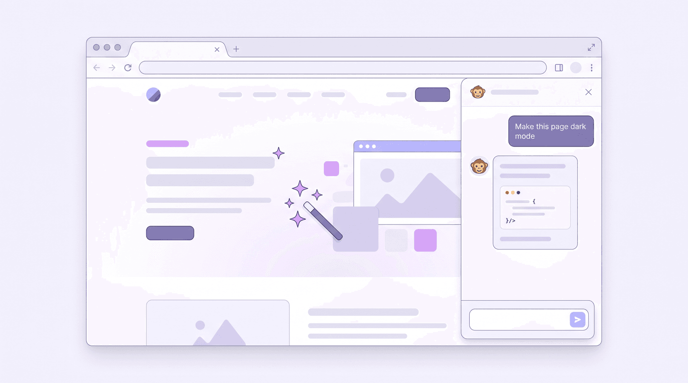 Robomonkey AI chat side panel modifying a web page in the browser